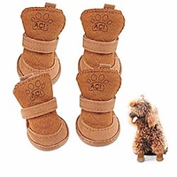 dog shoes, puppy boots for teddy poodle chihuahua cat puppy dog with adjustable straps anti-slip sole paw protector 4 pack