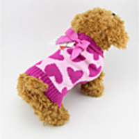 Dog Sweater Heart Fashion Winter Dog Clothes Rose Costume Cotton XS S M L