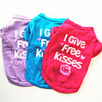 Dog T-shirts Lips Cute Dog Clothes Purple Fuchsia Blue Costume Cotton XS S M L