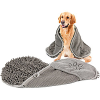 Dog Towel Ultra Absorbent Dog Shammy Towel with Hand Pockets Quick Drying Chenille Fabric Microfiber Pet Bath Towels for Dog and Cat,  Machine Washable miniinthebox