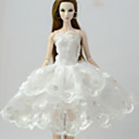 Doll accessories Doll Clothes Doll Dress Wedding Dress Party / Evening Dresses Wedding Ball Gown Lace Linen / Cotton Blend Tulle Lace Linen / Polyester Blend Cotton Blend For 11.5 Inch Doll Handmade