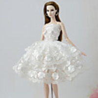 Doll accessories Doll Clothes Doll Dress Wedding Dress Party / Evening Dresses Wedding Ball Gown Lace Linen / Cotton Blend Tulle Lace Linen / Polyester Blend Cotton Blend For 11.5 Inch Doll Handmade