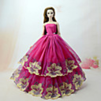 Doll accessories Doll Clothes Doll Dress Wedding Dress Party / Evening Dresses Wedding Ball Gown Lace Tulle Lace Cotton Blend Silk / Cotton Blend For 11.5 Inch Doll Handmade Toy for Girl