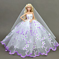 Doll accessories Doll Clothes Doll Dress Wedding Dress Party / Evening Dresses Wedding Ball Gown Lines / Waves Multi Color Embroidery Tulle Lace Cotton Blend Silk / Cotton Blend For 11.5 Inch Doll