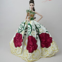 Doll accessories Doll Clothes Doll Dress Wedding Dress Party / Evening Dresses Wedding Ball Gown Lines / Waves Multi Color Embroidery Tulle Lace Cotton Blend Silk / Cotton Blend For 11.5 Inch Doll