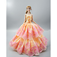 Doll accessories Doll Clothes Doll Dress Wedding Dress Party / Evening Dresses Wedding Ball Gown Lines / Waves Multi Color Lace Tulle Lace Cotton Blend Silk / Cotton Blend For 11.5 Inch Doll Handmade