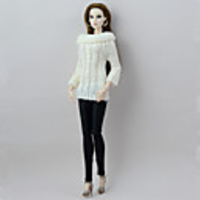 Doll Cardigan Sweater Seperate Bodies Pants Fashion Textile Tulle Poly / Cotton Lace Wool Fabric Artificial Wool Handmade Toy for Girl