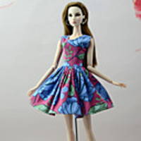 Doll Dress Dresses Damask Tulle Poly / Cotton Lace Linen / Polyester Blend Cotton Blend Handmade Toy for Girl