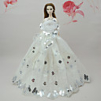 Doll Dress Dresses For Barbiedoll White Poly / Cotton Dress For Girl