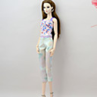 Doll Pants Seperate Bodies Print Lines / Waves Multi Color Floral Botanical Tulle Poly / Cotton Lace Handmade Toy for Girl