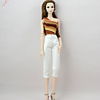 Doll Pants Seperate Bodies Print Lines / Waves Multi Color Tulle Poly / Cotton Lace Handmade Toy for Girl