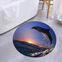 Dolphins Jumping In The Sunset Round Mat Carpet Door Mat Bedroom Living Room Carpet Study Room Carpet Kitchen Bathroom Anti-slip Mat