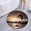 Dolphins Jumping In The Sunset Round Mat Carpet Door Mat Bedroom Living Room Carpet Study Room Carpet Kitchen Bathroom Anti-slip Mat
