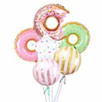 donut balloons birthday party decorations - pack of 6,  donut mylar balloon for donut theme party supplies,  baby shower,  home office decor,  birthday backdrop
