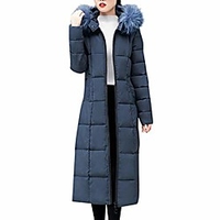 doric womens winter warm down jacket faux fur hooded coat long quilted jackets pocket coats for womens blue miniinthebox