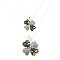 Double Clover Diamond Inlaid Necklace