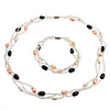 Double Colors Imitation Pearl Bracelet and Necklace Set