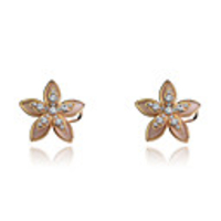 Double Five Petals Pattern Alloy Zircon Earrings
