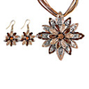 Double Flowers Metal Oil Drip Earring Nacklace Suit