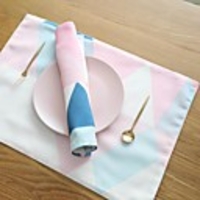 Double-layer Double-sided Geometric Pattern Waterproof Pink Placemat 4pcs