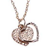 Double Love Hollow Crystal Inlaid Alloy Necklace(Golden)