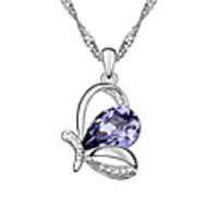 Double Ring Water-drops Pattern Fashion Crystal Necklace