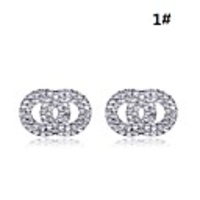 Double Rings Alloy Zircon Earrings
