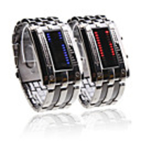 Double Row Arrayed Couple Style Men Blue and Women Red LED Wrist Watch