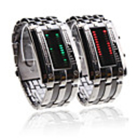Double Row Arrayed Couple Style Men Green and Women Red LED Wrist Watch