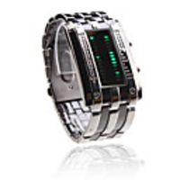 Double Row Arrayed Natural Green LED Wrist Watch