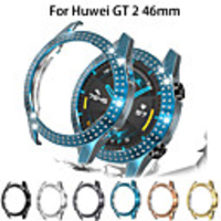 Double Rows Bling Diamonds Watch Case for Huawei Watch GT2 46MM/GT 2E Shiny Cover Crystal Bumper PC Plated Hard Protective Frame