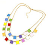 Double Rows Square Slice Alloy Acrylic Necklace