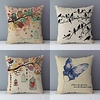 Double Side Cushion Cover 1pc Linen Soft Decorative Square Throw Pillow Cover Cushion Case Pillowcase For Sofa Bedroom Superior Quality Machine Washable Cartoon Animals Printed Birds Butterfly Owls miniinthebox