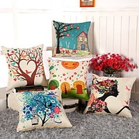 Double Side Cushion Cover 1PC Linen Soft Decorative Square Throw Pillow Cover Cushion Case Pillowcase for Sofa Bedroom Superior Quality Machine Washable miniinthebox
