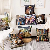 Double Side Cushion Cover 1PC Linen Soft Decorative Square Throw Pillow Cover Cushion Case Pillowcase for Sofa Bedroom Superior Quality Machine Washable miniinthebox