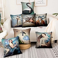 Double Side Cushion Cover 1PC Linen Soft Decorative Square Throw Pillow Cover Cushion Case Pillowcase for Sofa Bedroom Superior Quality Machine Washable miniinthebox