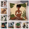 Double Side Cushion Cover 1PC Linen Soft Decorative Square Throw Pillow Cover Cushion Case Pillowcase for Sofa Bedroom Superior Quality Machine Washable Print Black Africa Girl miniinthebox