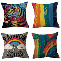 Double Side Cushion Cover 4PC Soft Decorative Square Throw Pillow Cover Cushion Case Pillowcase for Sofa Bedroom Livingroom Outdoor Superior Quality Machine Washable Outdoor Cushion for Sofa Couch Bed Chair miniinthebox