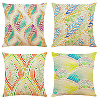 Double Side Cushion Cover 4PC Soft Decorative Square Throw Pillow Cover Cushion Case Pillowcase for Sofa Bedroom Superior Quality Machine Washable miniinthebox