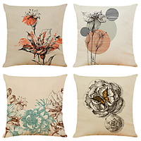 Double Side Cushion Cover 4PC Soft Decorative Square Throw Pillow Cover Cushion Case Pillowcase for Sofa Bedroom Superior Quality Machine Washable miniinthebox
