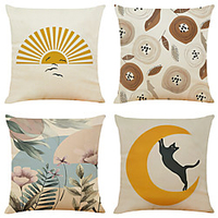 Double Side Cushion Cover 4PC Soft Decorative Square Throw Pillow Cover Cushion Case Pillowcase for Sofa Bedroom Superior Quality Machine Washable miniinthebox