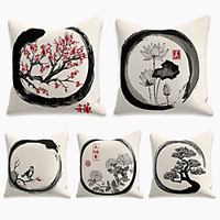 Double Side Cushion Cover 5PC Linen Soft Decorative Square Throw Pillow Cover Cushion Case Pillowcase for Sofa Bedroom Superior Quality Machine Washable miniinthebox