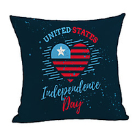 Double Side Print Independence Day Cushion Cover 1PC Linen Soft Decorative Square Throw Pillow Cover Cushion Case Pillowcase for Sofa Bedroom 45 x 45 cm (18 x 18 Inch) Superior Quality Machine Washable miniinthebox