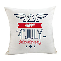 Double Side Print Independence Day Cushion Cover 1PC Linen Soft Decorative Square Throw Pillow Cover Cushion Case Pillowcase for Sofa Bedroom 45 x 45 cm (18 x 18 Inch) Superior Quality Machine Washable miniinthebox