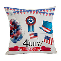 Double Side Print Independence Day Cushion Cover 1PC Linen Soft Decorative Square Throw Pillow Cover Cushion Case Pillowcase for Sofa Bedroom 45 x 45 cm (18 x 18 Inch) Superior Quality Machine Washable miniinthebox