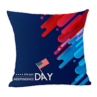 Double Side Print Independence Day Cushion Cover 1PC Linen Soft Decorative Square Throw Pillow Cover Cushion Case Pillowcase for Sofa Bedroom 45 x 45 cm (18 x 18 Inch) Superior Quality Machine Washable miniinthebox