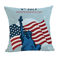Double Side Print Independence Day Cushion Cover 1PC Linen Soft Decorative Square Throw Pillow Cover Cushion Case Pillowcase for Sofa Bedroom 45 x 45 cm (18 x 18 Inch) Superior Quality Machine Washable miniinthebox