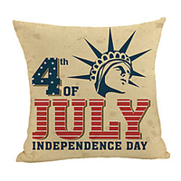 Double Side Print Independence Day Cushion Cover 1PC Linen Soft Decorative Square Throw Pillow Cover Cushion Case Pillowcase for Sofa Bedroom 45 x 45 cm (18 x 18 Inch) Superior Quality Machine Washable miniinthebox