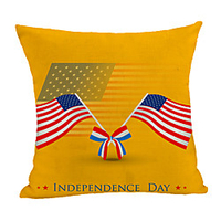 Double Side Print Independence Day Cushion Cover 1PC Linen Soft Decorative Square Throw Pillow Cover Cushion Case Pillowcase for Sofa Bedroom 45 x 45 cm (18 x 18 Inch) Superior Quality Machine Washable miniinthebox