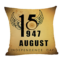 Double Side Print Independence Day Cushion Cover 1PC Linen Soft Decorative Square Throw Pillow Cover Cushion Case Pillowcase for Sofa Bedroom 45 x 45 cm (18 x 18 Inch) Superior Quality Machine Washable miniinthebox
